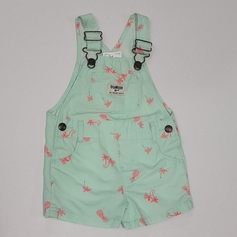 OSHKOSH Vestbak Tropical Pineapple And Palm Trees Shortalls NWT size 9 Mons.